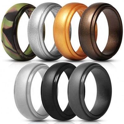 Silikonen trouwring voor mannen Step Edge Sleek Design 4 Packs Single Moulding Service
