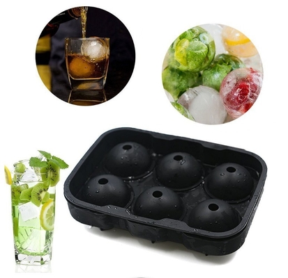 IJsmakers voorraad 6 holte Food Grade Silicone Ice Cube Ball Tray Mold met deksel