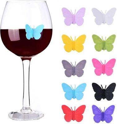 Stocked Silicone Cute Butterfly Design Wijn Glas Fles Mug Cup Identificatie Tags