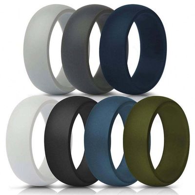 Custom Design Eco-vriendelijke siliconen rubberen vingerring Flexibele en duurzame trouwband