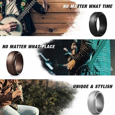 Silikonen trouwring voor mannen 4 pakketten Singles Step Edge Sleek Design Metalen Zwart en Camo