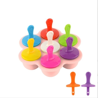 Voedingsmiddelenkwaliteit Silicone ijsvorm 7 Hole Popsicle DIY ijsdoos Silicone Popsicle Mold
