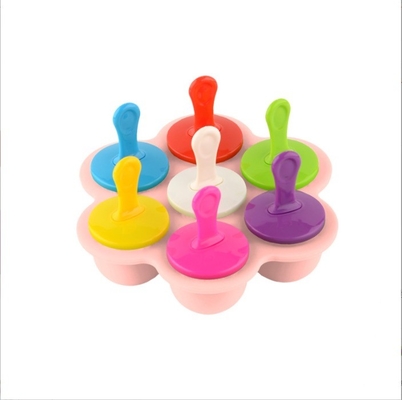 Voedingsmiddelenkwaliteit Silicone ijsvorm 7 Hole Popsicle DIY ijsdoos Silicone Popsicle Mold