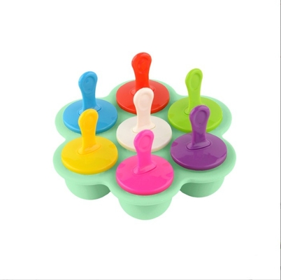 Voedingsmiddelenkwaliteit Silicone ijsvorm 7 Hole Popsicle DIY ijsdoos Silicone Popsicle Mold