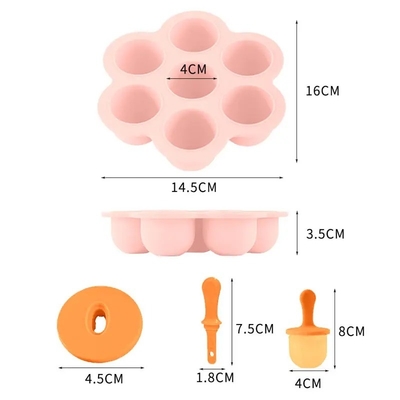 Voedingsmiddelenkwaliteit Silicone ijsvorm 7 Hole Popsicle DIY ijsdoos Silicone Popsicle Mold