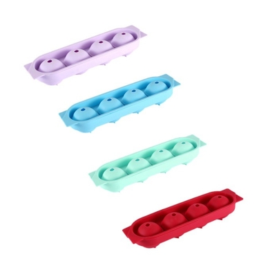 Silikon Ice Cube Tray Molds Crystal Clear 4 Cavity Draagbare Ronde Bol Bol Maker