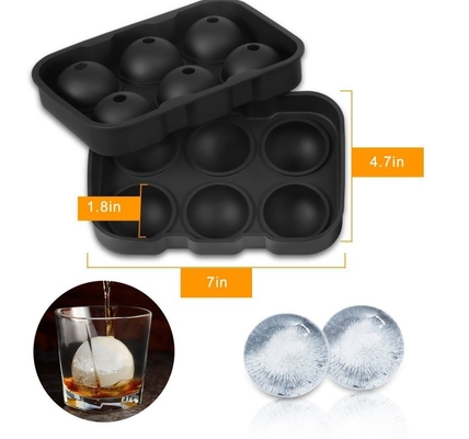 IJsmakers voorraad 6 holte Food Grade Silicone Ice Cube Ball Tray Mold met deksel