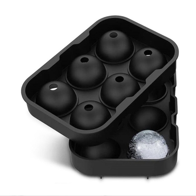 IJsmakers voorraad 6 holte Food Grade Silicone Ice Cube Ball Tray Mold met deksel