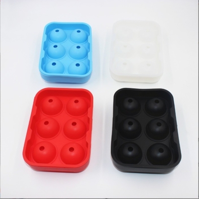 IJsmakers voorraad 6 holte Food Grade Silicone Ice Cube Ball Tray Mold met deksel