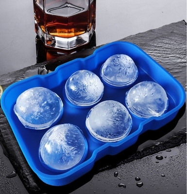 IJsmakers voorraad 6 holte Food Grade Silicone Ice Cube Ball Tray Mold met deksel