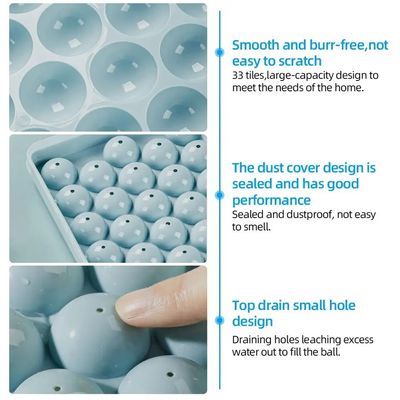 33 Rasters Ronde bal ijsblokbak voor ijsgereedschap gemaakt van milieuvriendelijk PP-plastic