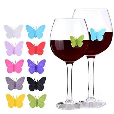 Stocked Silicone Cute Butterfly Design Wijn Glas Fles Mug Cup Identificatie Tags