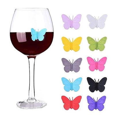 Stocked Silicone Cute Butterfly Design Wijn Glas Fles Mug Cup Identificatie Tags