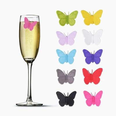 Stocked Silicone Cute Butterfly Design Wijn Glas Fles Mug Cup Identificatie Tags
