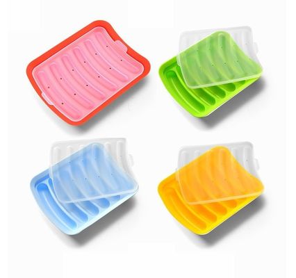 Taartgereedschapsgoederen van voedselkwaliteit DIY herbruikbare siliconen worst maken van schimmel met 6 holtes Hotdogs Baken van schimmel