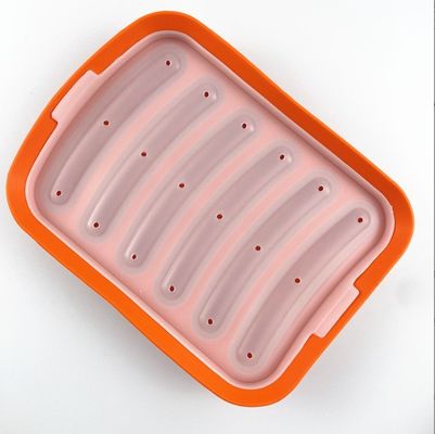 Taartgereedschapsgoederen van voedselkwaliteit DIY herbruikbare siliconen worst maken van schimmel met 6 holtes Hotdogs Baken van schimmel