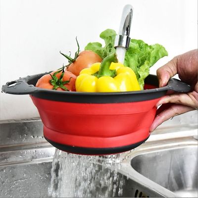 Gestookte Keuken Colander Zeefvouwbaar Groenten Wassen Silicone Drain Basket