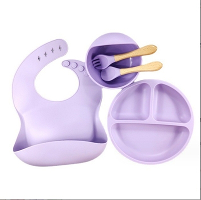 Silicone babyvoedingssets Bpa-vrij eetgerei type met kom fles lepel en Bib