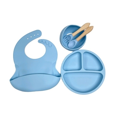 Silicone babyvoedingssets Bpa-vrij eetgerei type met kom fles lepel en Bib