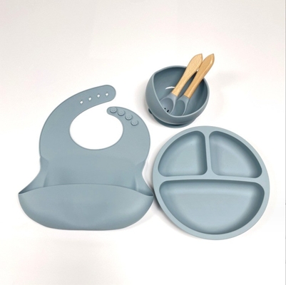 Silicone babyvoedingssets Bpa-vrij eetgerei type met kom fles lepel en Bib