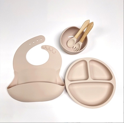 Silicone babyvoedingssets Bpa-vrij eetgerei type met kom fles lepel en Bib