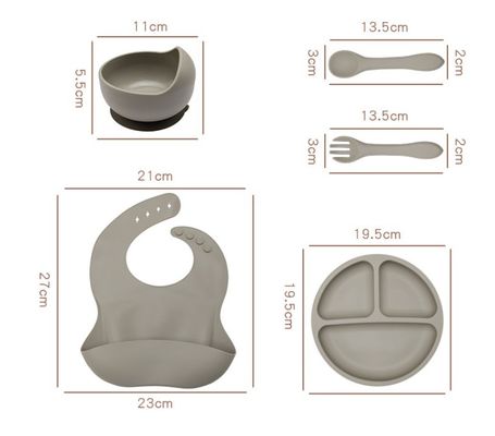 Voedselkwaliteit Silicone Baby Plate Set Topverkoper Nieuwgeboren Geschenk Set met Geen Design Stijl