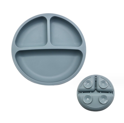 Silikon voedingssets 3 gebieden voedsel materiaal Baby Bowl Plate met gespleten zuig