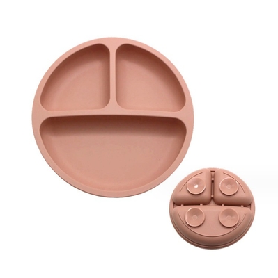 Silikon voedingssets 3 gebieden voedsel materiaal Baby Bowl Plate met gespleten zuig