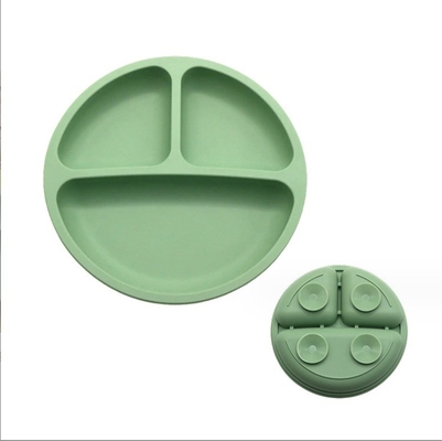 Silikon voedingssets 3 gebieden voedsel materiaal Baby Bowl Plate met gespleten zuig