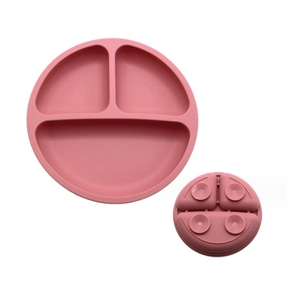 Silikon voedingssets 3 gebieden voedsel materiaal Baby Bowl Plate met gespleten zuig