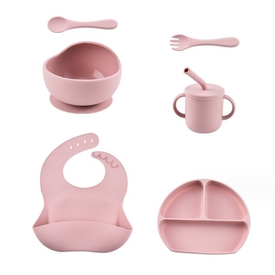 Kinderen Eetplaat tafelgerei Zuigbeker Voedingsset Voedingsmiddel Silicone kom vork Set