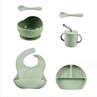 Kinderen Eetplaat tafelgerei Zuigbeker Voedingsset Voedingsmiddel Silicone kom vork Set