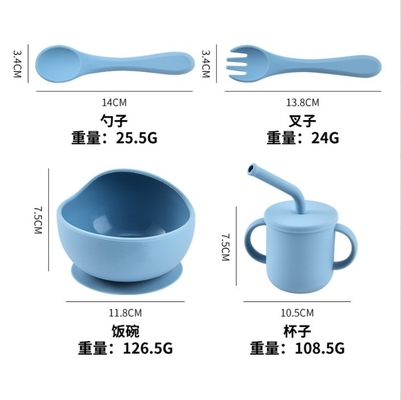 Kinderen Eetplaat tafelgerei Zuigbeker Voedingsset Voedingsmiddel Silicone kom vork Set