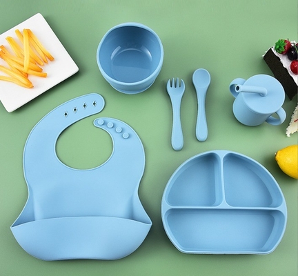 Kinderen Eetplaat tafelgerei Zuigbeker Voedingsset Voedingsmiddel Silicone kom vork Set