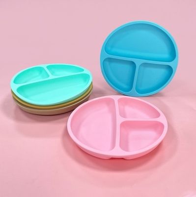 BPA-vrij siliconen niet-glijdend baby-eetbord met zuigbeker en voedselkwaliteitsmateriaal