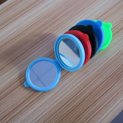 Custom logo dubbelzijdig siliconen glas zakspiegel voor modern make-up cadeau