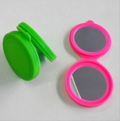 Silicone zakspiegel rond glas Silicone make-up compacte spiegel voor draagbare us