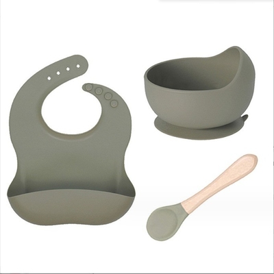 Koop uw siliconen voedingssets Plate Bowl Bib en Lepel voor de maaltijd van uw kleintje