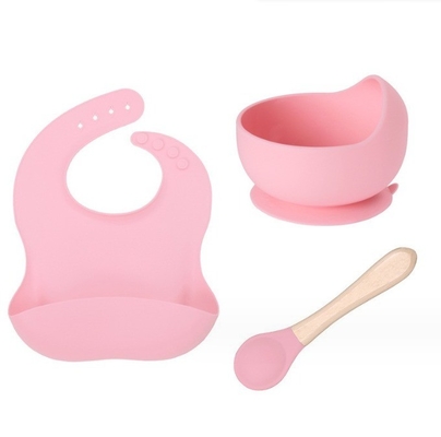 Koop uw siliconen voedingssets Plate Bowl Bib en Lepel voor de maaltijd van uw kleintje