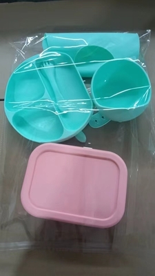Silicone babyvoedingssets 5pcs beste waterdichte veiligheid makkelijk schoon schotel met lepel Bib