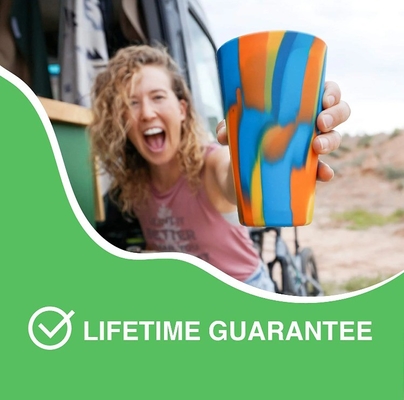Food Grade Silicone Cup met handvat voor Travel Camp Custom Logo BPA Free Drinking Cup