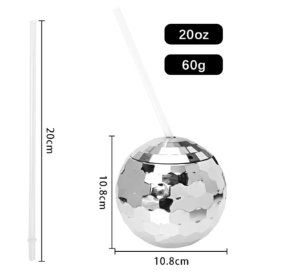 600 ml unieke Disco Ball Cups Elektroplated Flash Spherical Double Wall Plastic Cups