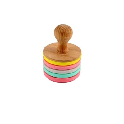 Duurzame gepersonaliseerde siliconen stempel voedselkwaliteit koekjes stempels met houten handvat