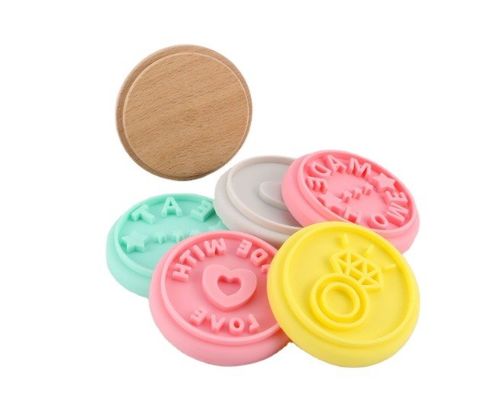 Duurzame gepersonaliseerde siliconen stempel voedselkwaliteit koekjes stempels met houten handvat