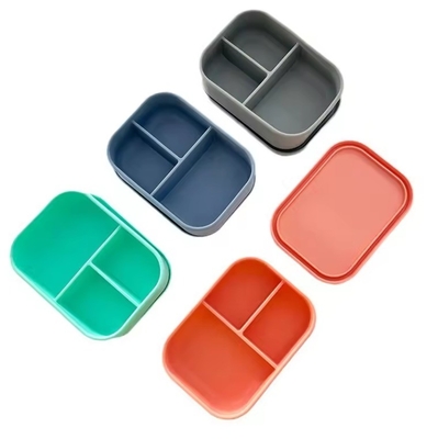 Voedselcontainer en keukenopslag 3 compartimenten Silicone Bento lunchbox voor kinderen