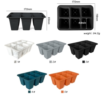 6cells Silicone Plastic Kinderbak Vierkante bloempotten Planters voor tuinbewerking